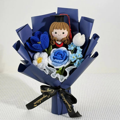 Personalized Handmade Crochet Graduation Flower Bouquet