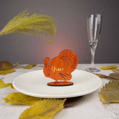 Personalized Turkey Place Cards - Thanksgiving Name Tags, A LITTLE NAME. A BIG FAMILY MOMENT.